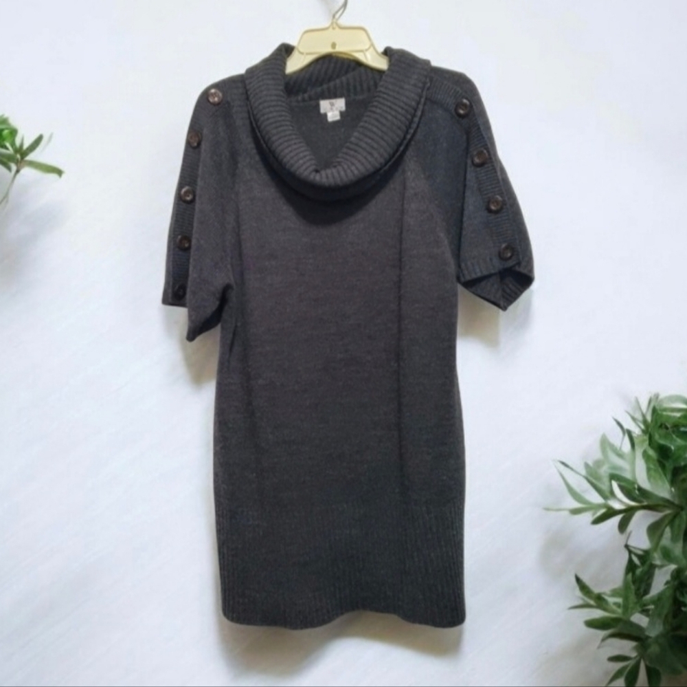 Worthington Cowl Neck Short Sleeved Gray Sweater